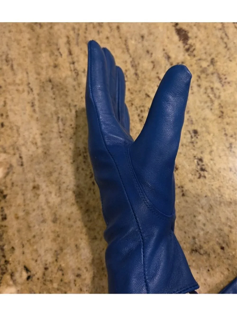 Womens Size S/M Blue Leather Lined Gloves
